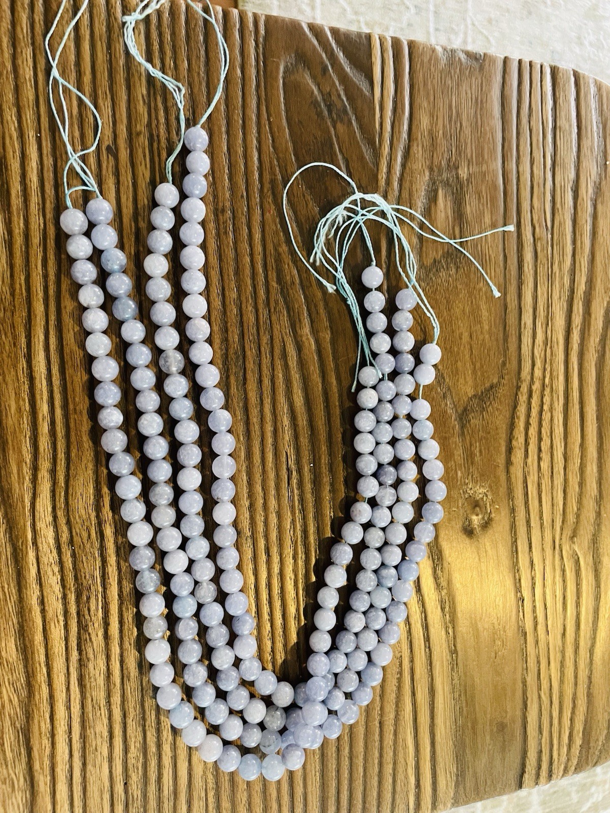 Light Blue Stone Round Bead Strands Lot 8mm Smooth 1mm Center-Drilled