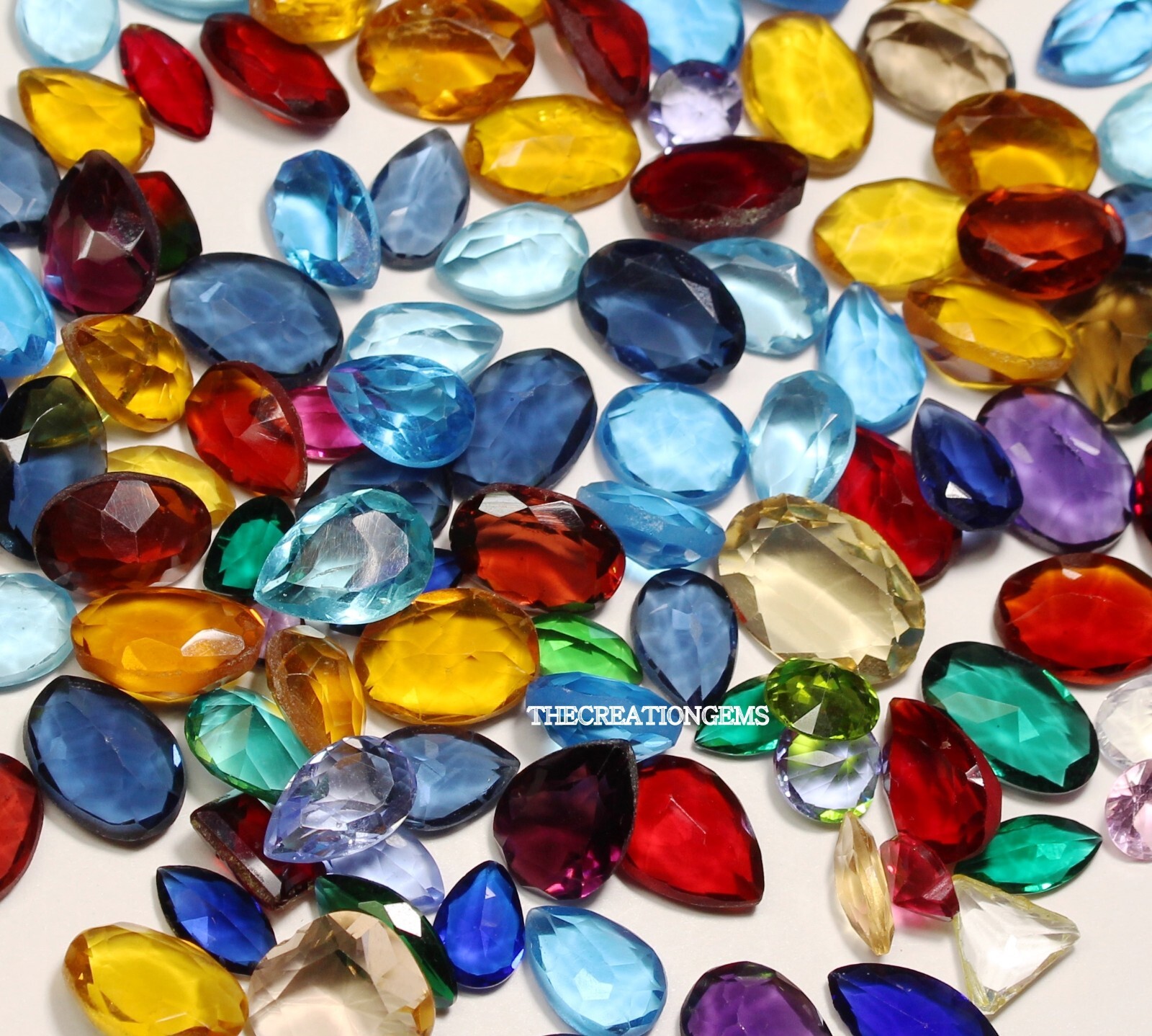 Lab created Mixed Semi-precious Gemstones Lot with multiple shapes sizes n Color