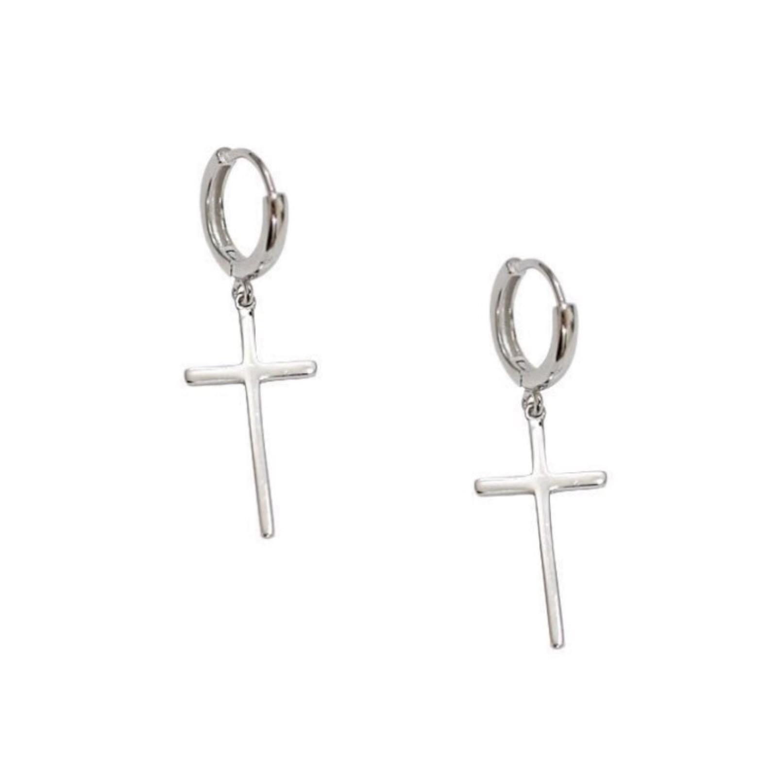 A Pair Men Women 925 Sterling Silver Cross Hoop Dangle Huggie Drop Earrings A98
