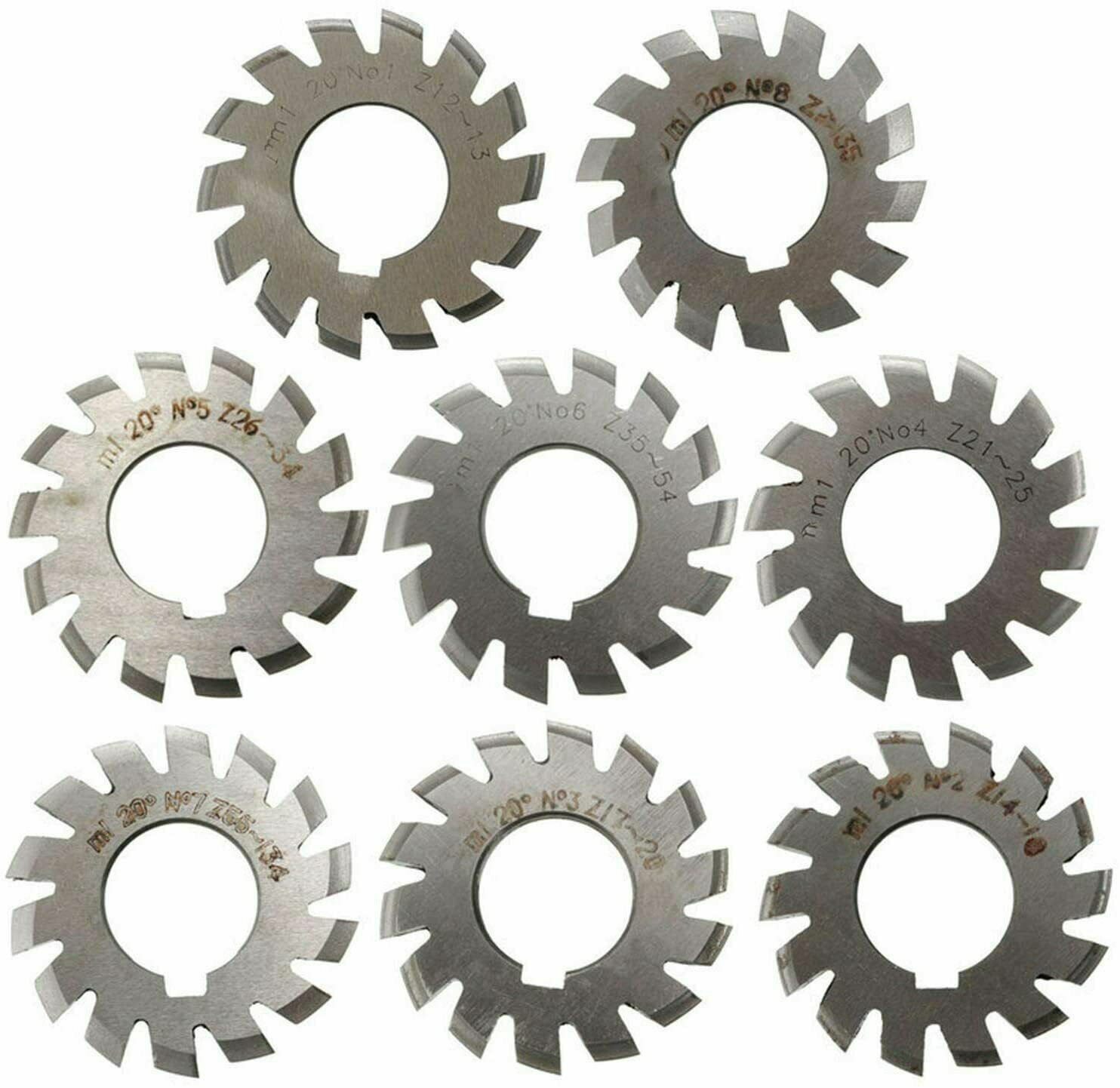 PA20 Bore22 #1-8 Involute Gear Cutters Module Size Can Select 8pcs