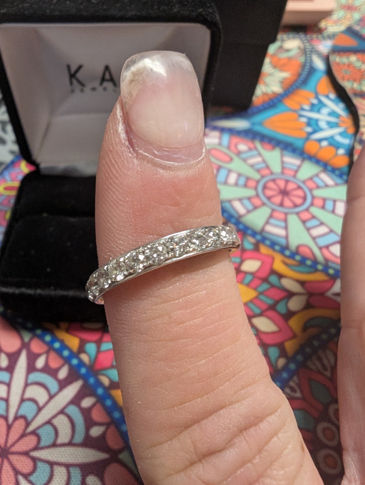Kay Jewelers 14K White Gold 0.75 ctw Diamond Anniversary Band Size 7 Round