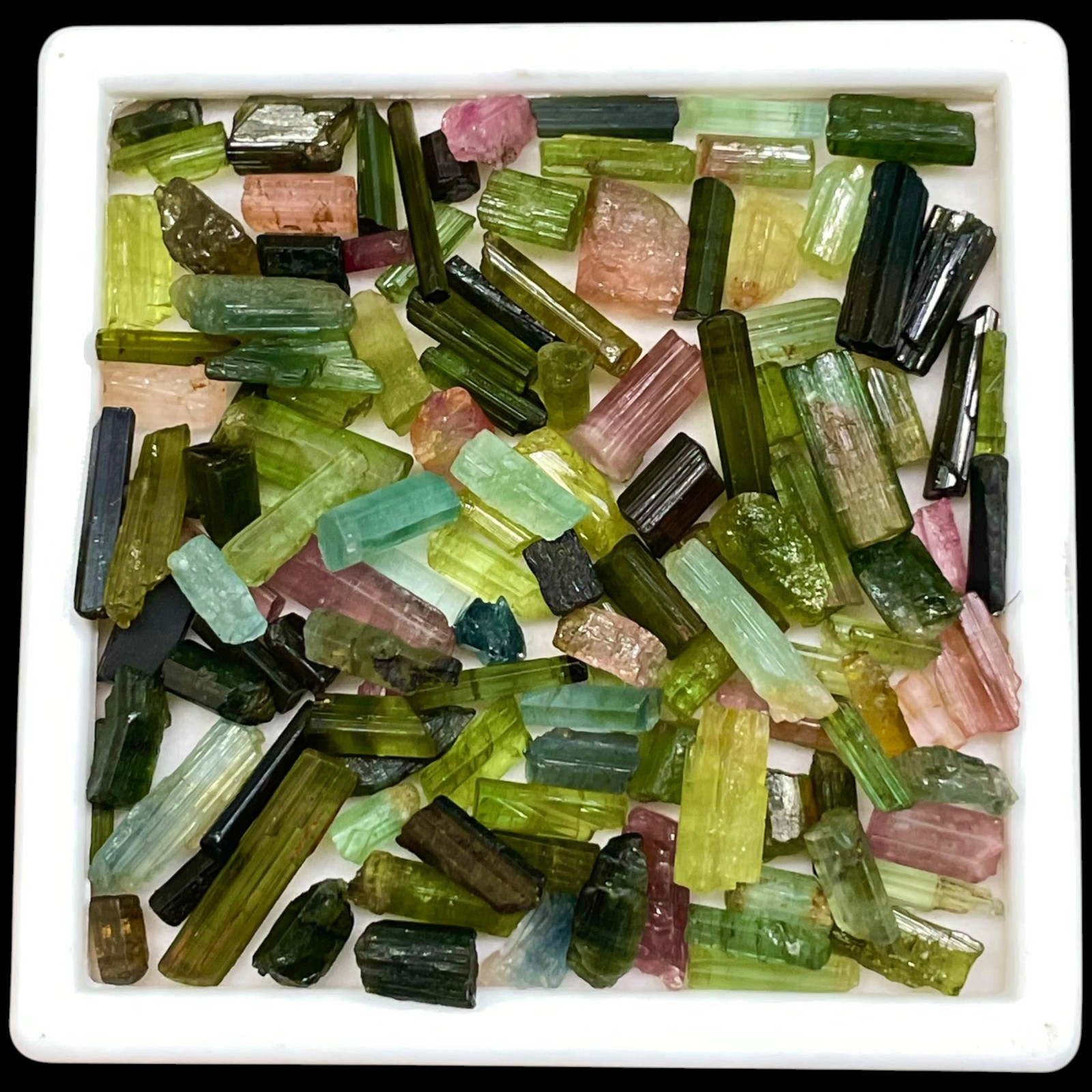 127 Pcs Natural Tourmaline 4-16mm Multi Color Rough Stick Loose Gemstones Lot