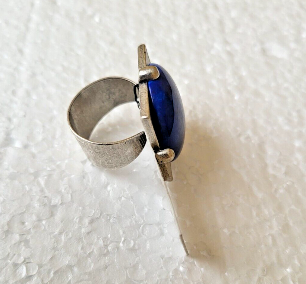 Alex and Ani Lapis Ring Vintage Sixty-Six Large Statement Pewter One Size $88