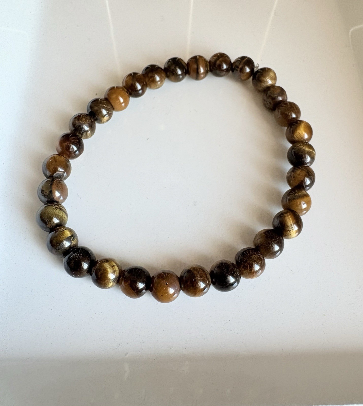Tiger’s Eye Brown Round Beaded Stretch Bracelet, Gemstone Stone Beads