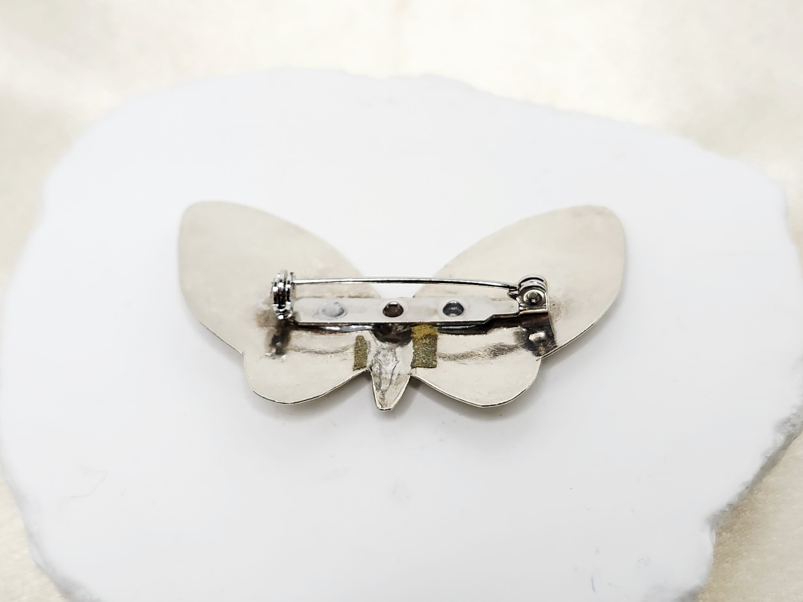 Vintage Nickel Silver Butterfly Brooch- 2 1/4″ W