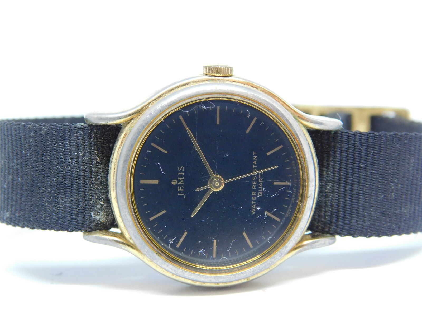 Jemis Y121-A330 Gold Tone Case Nylon Band Quartz Women’s Watch New Battery