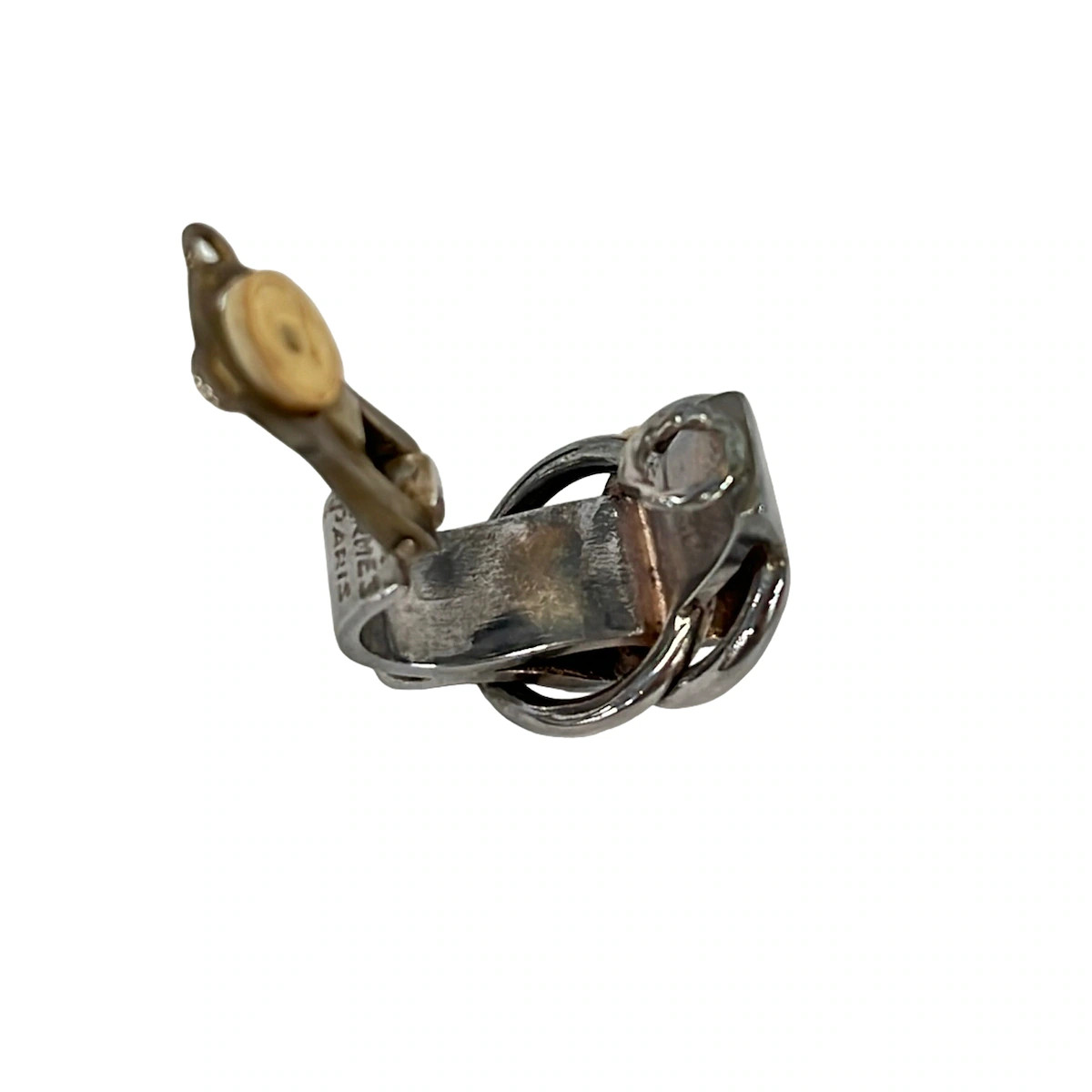 HERMES Deux Anneaux Silver Hardware None Clip On Earrings