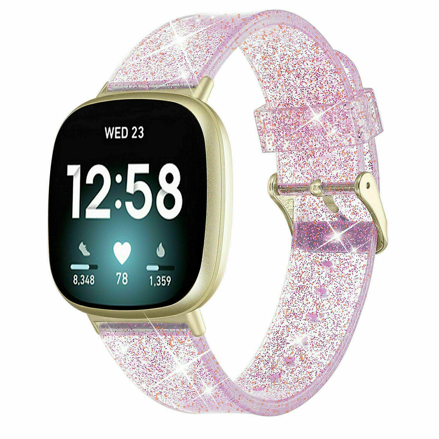 For Fitbit Versa 3 /Sense Bling Silicone Strap Replacement Watch Band Wristband