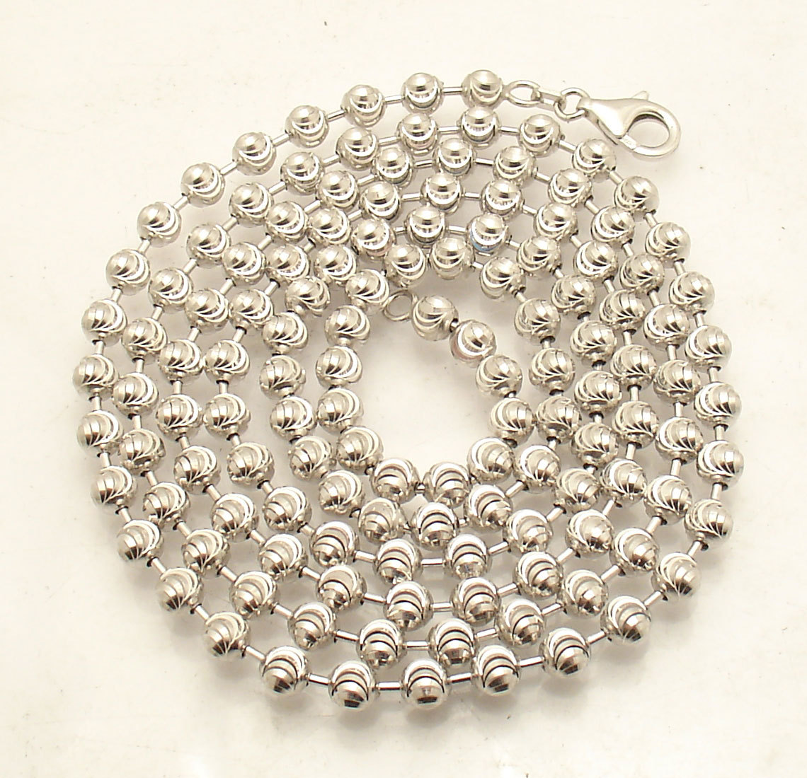 5mm Diamond Moon Cut Ball Bead Chain Necklace Real Sterling Silver ITALY QVC