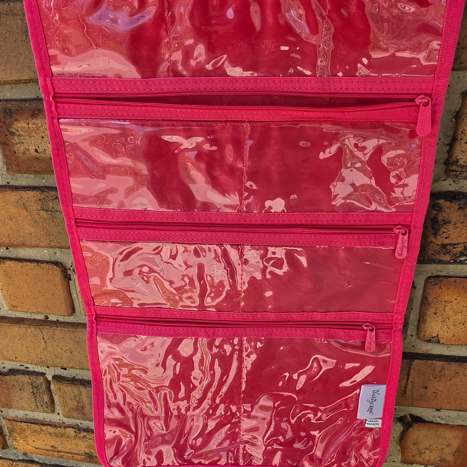 Thirty One gifts hanging jewelry organizer, Pink & White, new