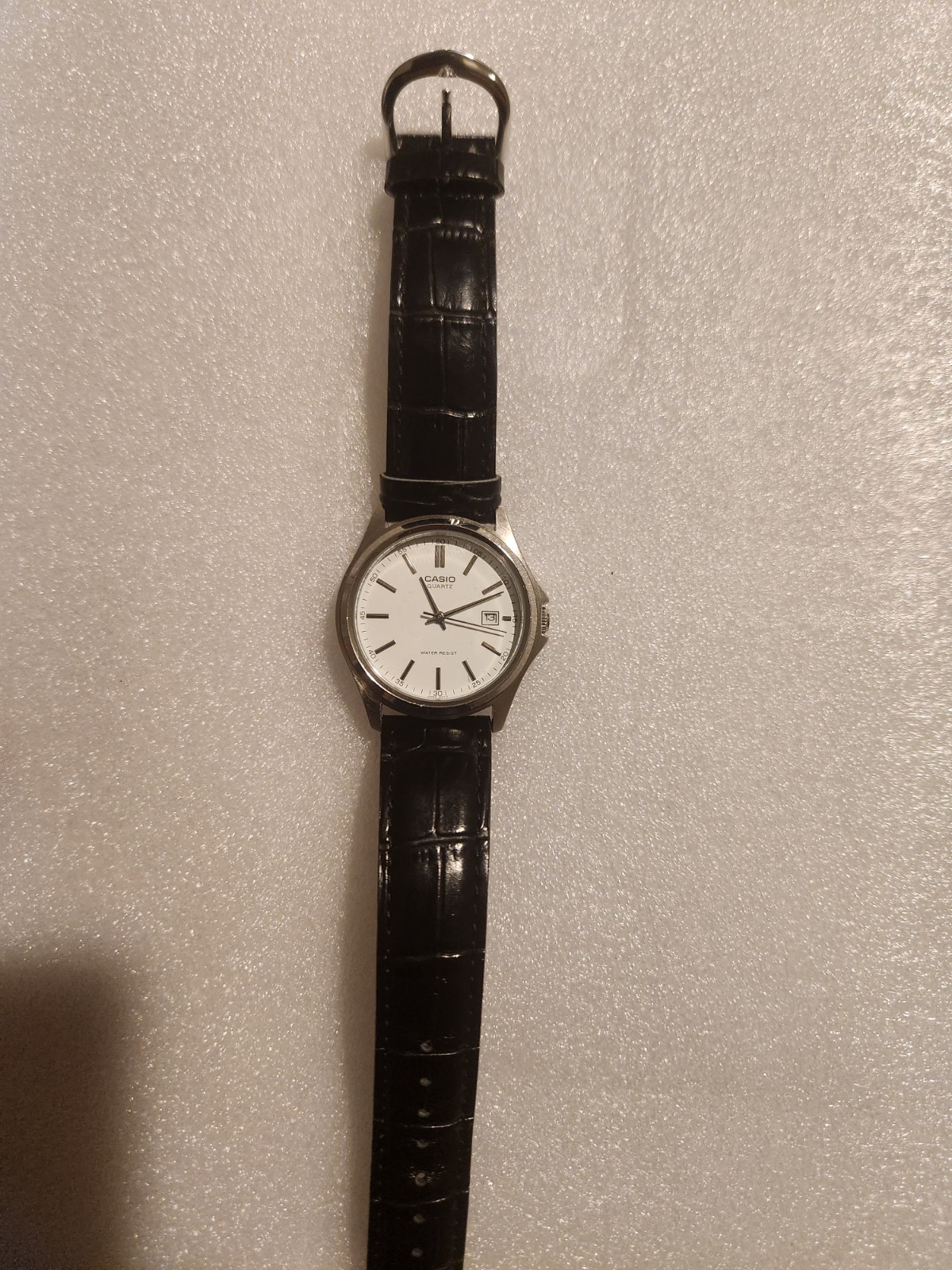 Casio MTP-1183 Men’s Quartz Analog White Dial Date 35mm Steel Black Leather