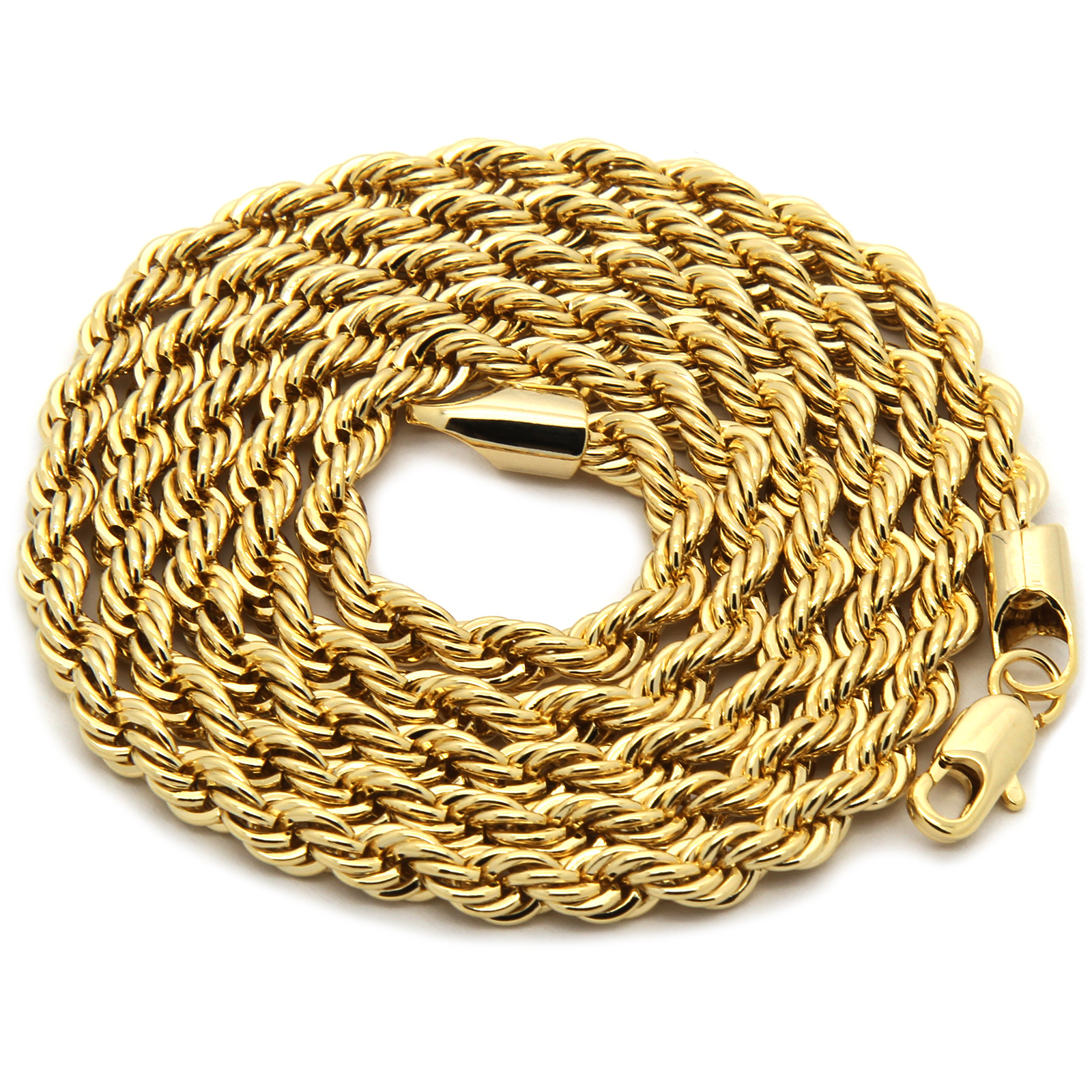 Mens 14K Gold Plated Malverde Cubic-Zirconia 24″ Rope Chain pendant