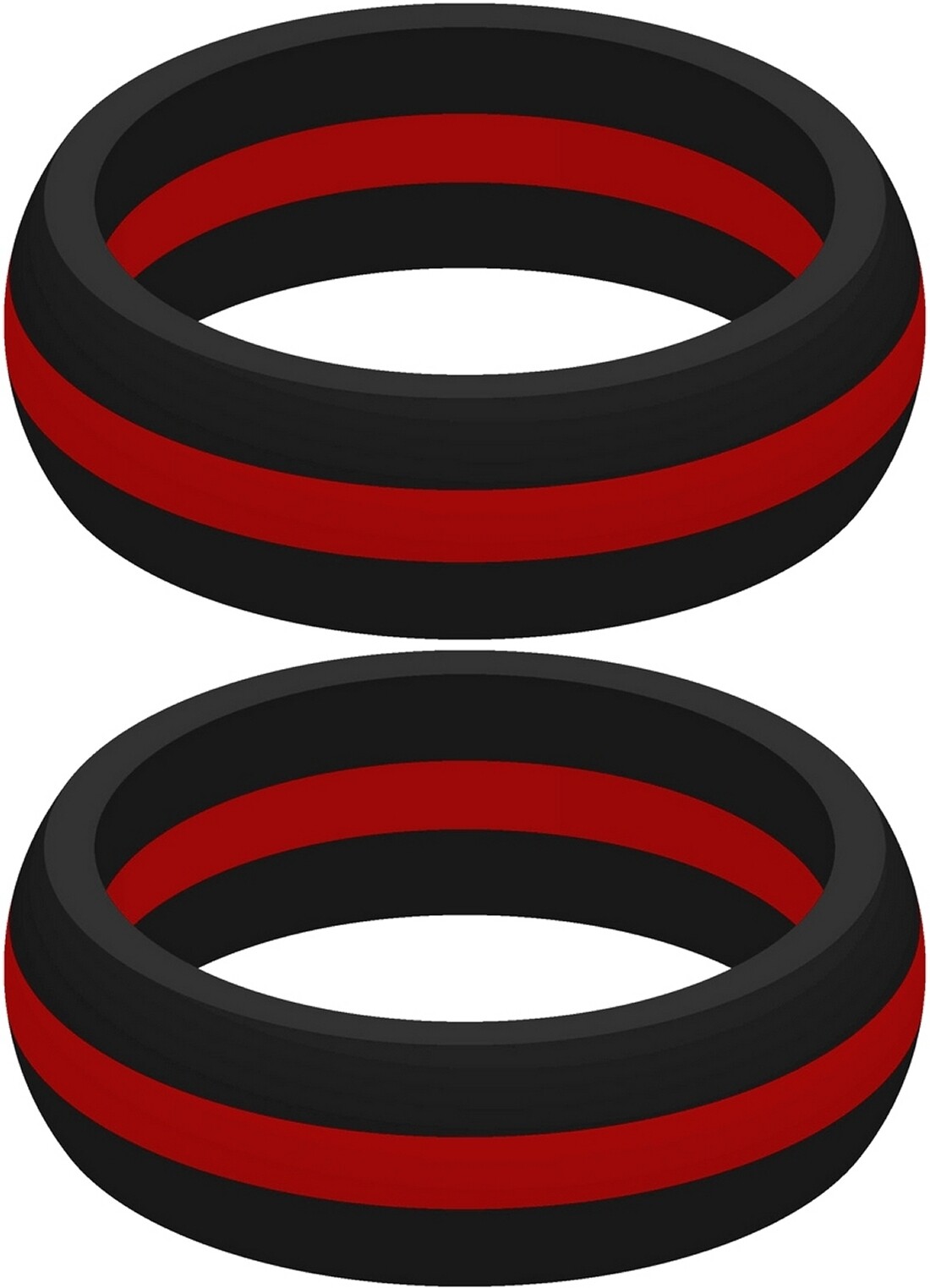 Two (2) Thin RED Line Silicone Rings Active Wedding Band Replacement Pick Size