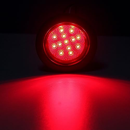 2.5″ Round LED Marker Lights 13 LEDs w/Reflectors, 10 Amber + 10 Red 2 1/2″