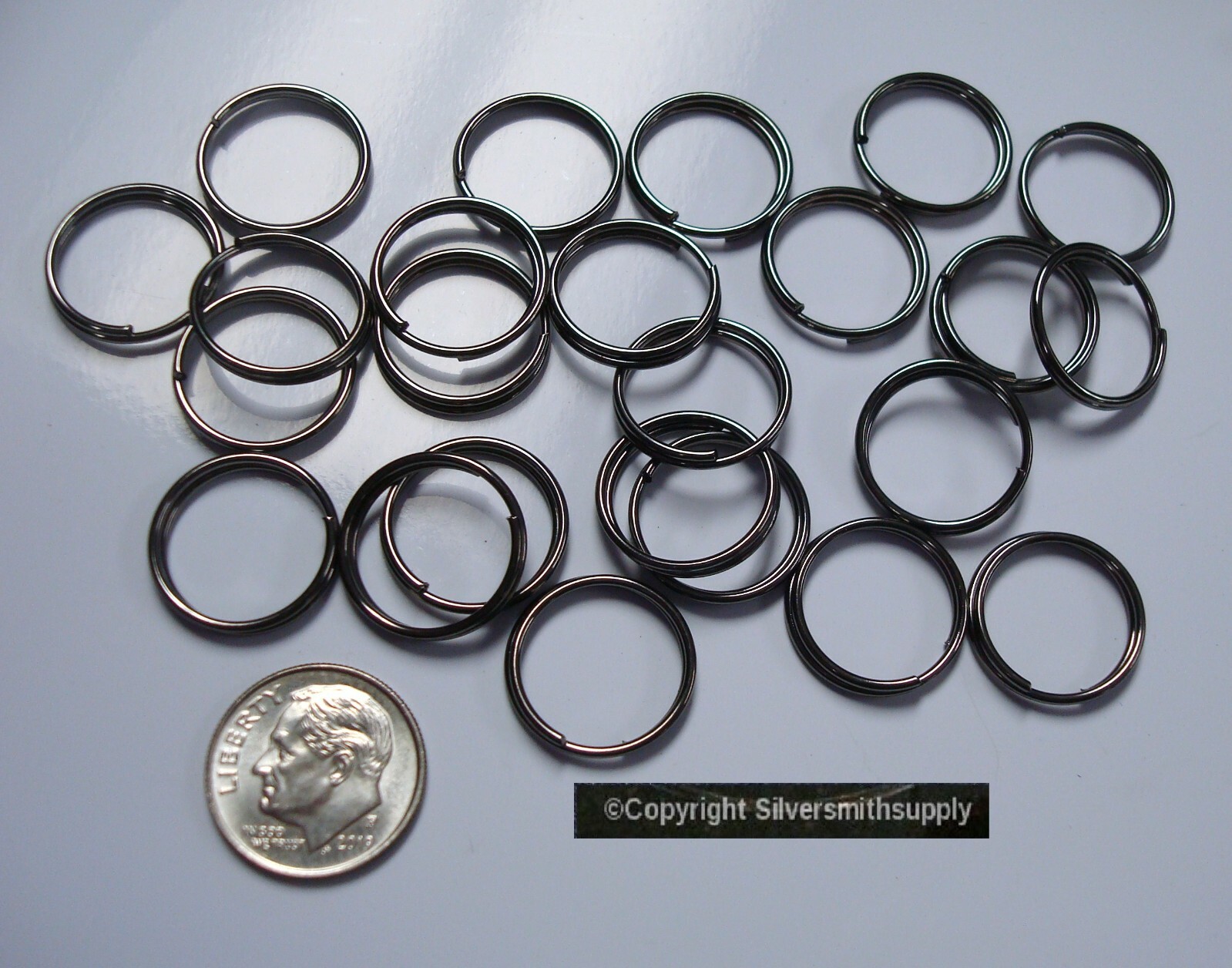 Split rings 16mm Gunmetal Blk steel 25pcs jewelry clasp attach charms FPC019
