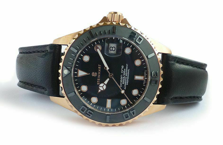 Steinhart Ocean One PINK GOLD Ceramic Bezel Automatic Swiss Dive Watch 103-0746