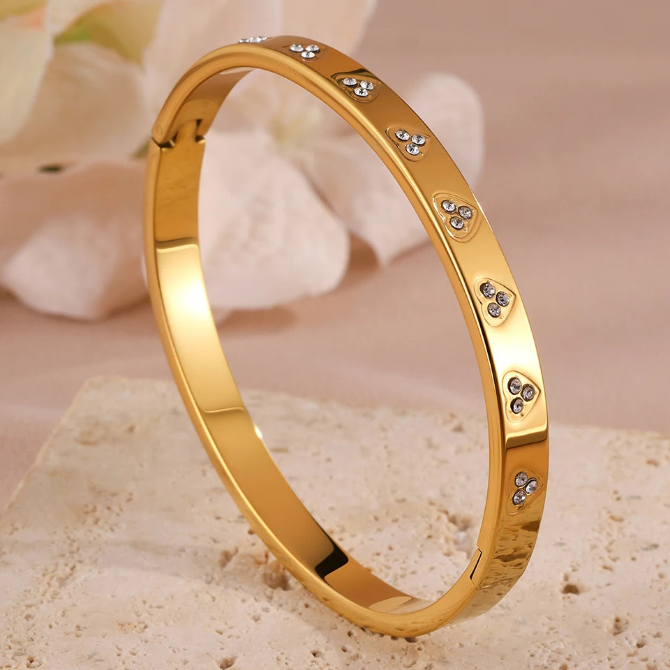 Rhinestone Tennis Chain Bracelets Yupsk 4Pcs/Set Trendy Hip Hop Rock Heart for W