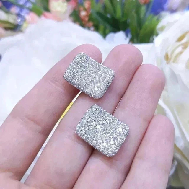 3Ct Round Cut Lab-Created Diamond Men’s Cluster Cufflinks 14K White Gold Plated