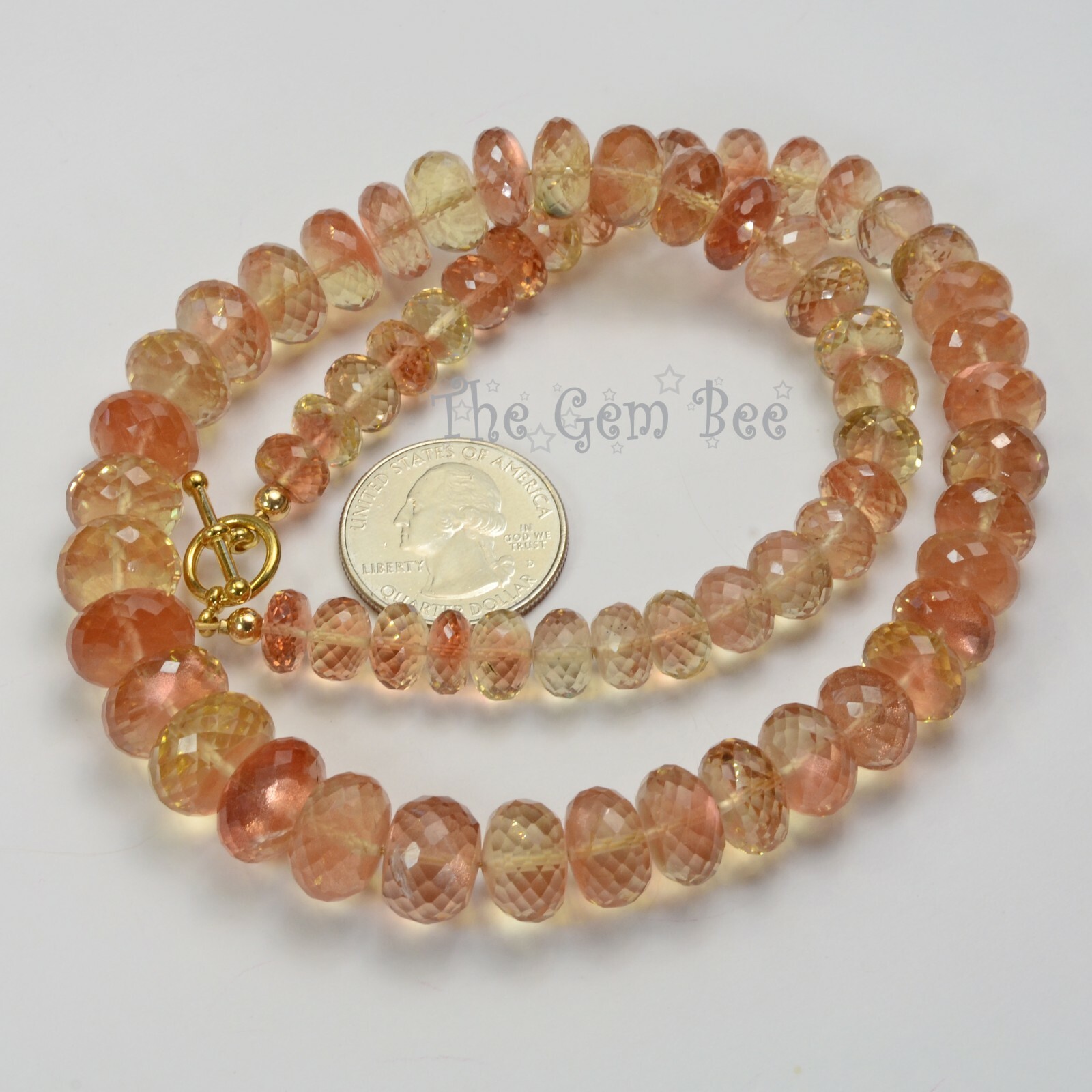 Rare Large 425CT 8.3mm-14.2mm Oregon Sunstone Faceted Size Rondelle Beads 18″ St