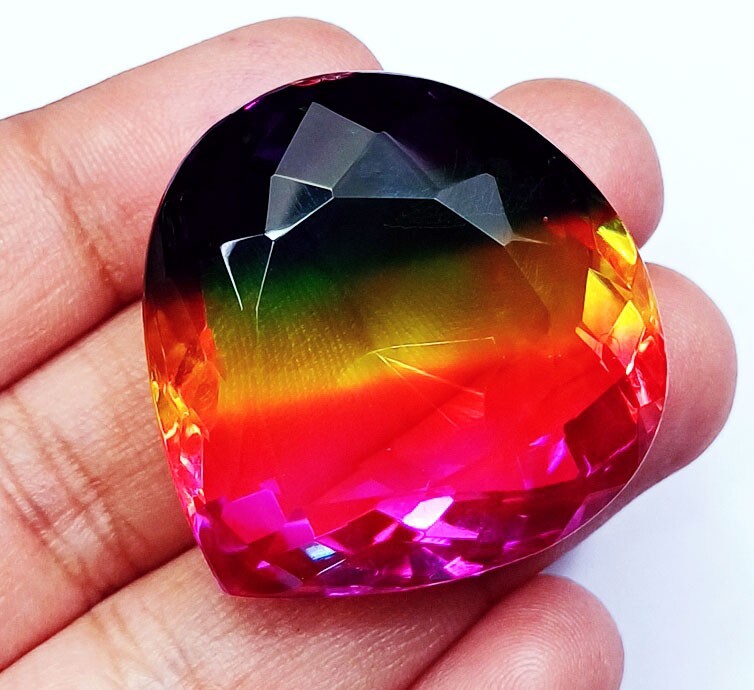 Pear Cut Watermelon Tourmaline Certified Loose Gemstone 97.70 Ct With Free Gift