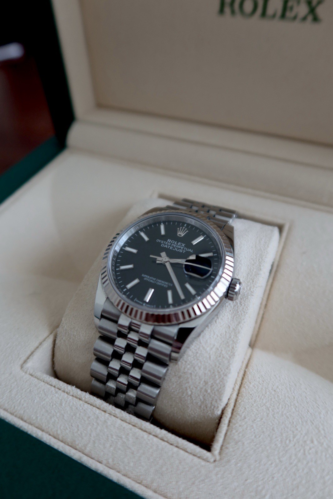 Rolex Datejust 126234 Watch Stainless Steel Jubilee Fluted, 36mm, Black Dial