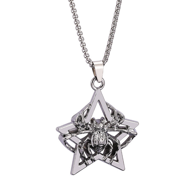 New Fashion Halloween Spider Pentagram Pendant Necklace