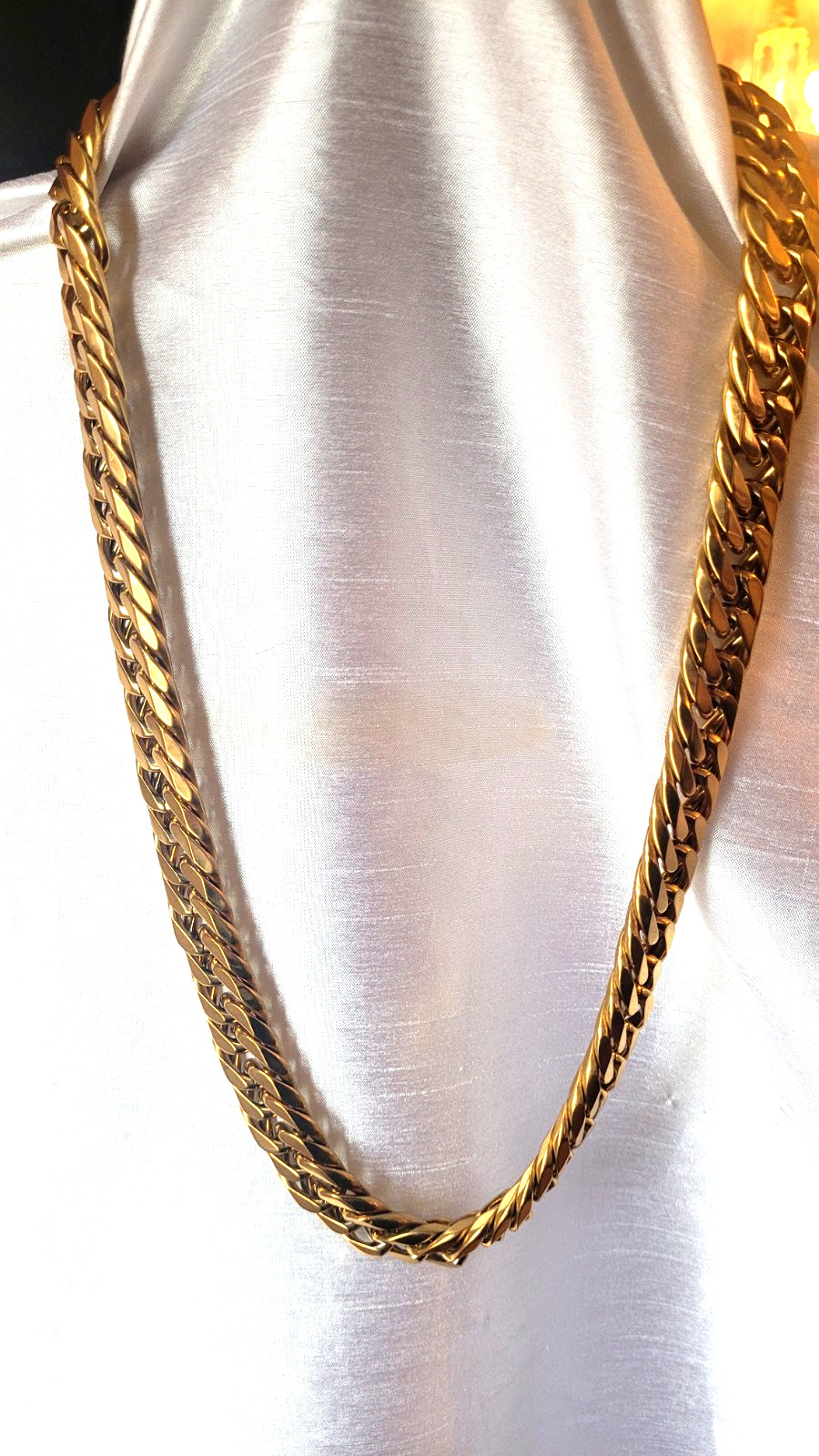 24K 30″ 20mm Cuban Chain Heavy Weight Steel 400 Grams Yellow Gold Thick Plate