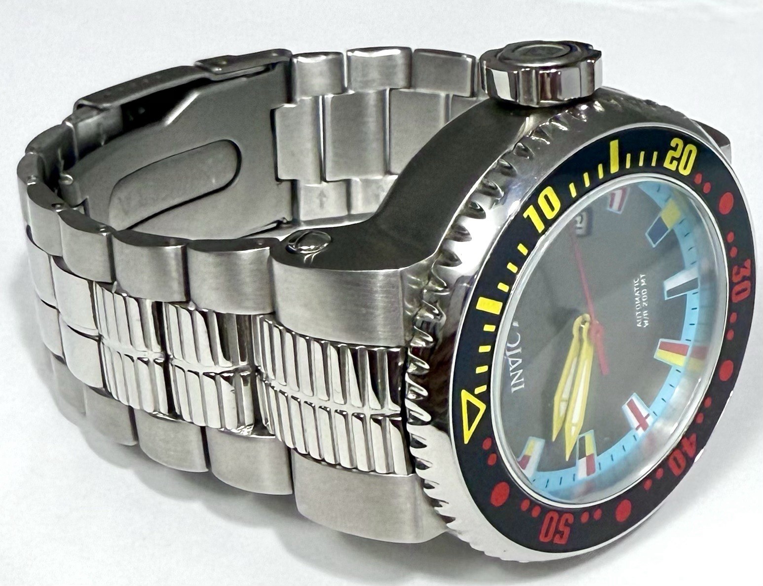 52mm Auto MARITIME Flags | Gray Dial | Silvertn Bracelet PRO DIVER Invicta Watch