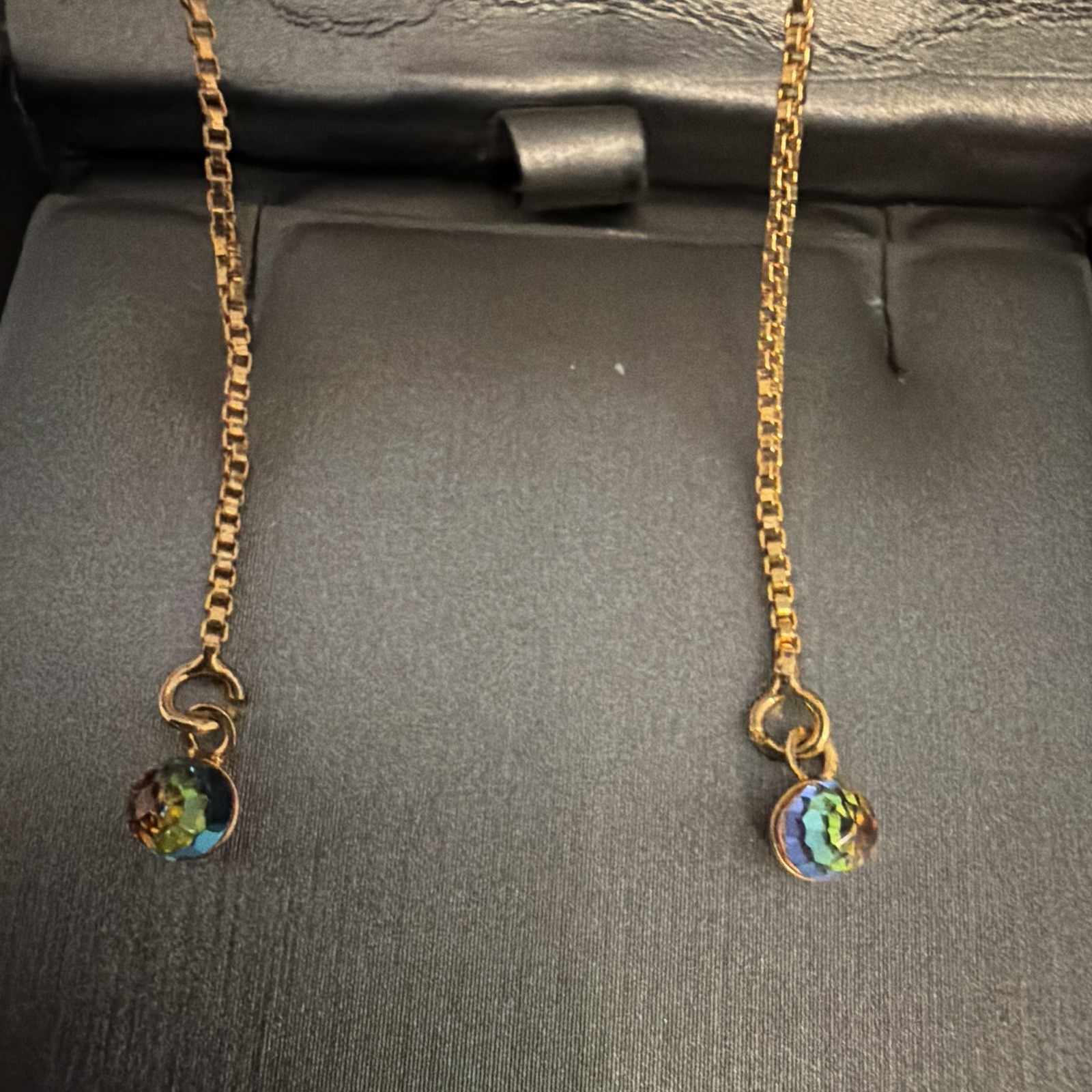 Gold filled Round Multicolor Crystal Bezel Dangle/Drop Earrings, Butterfly, Lobe