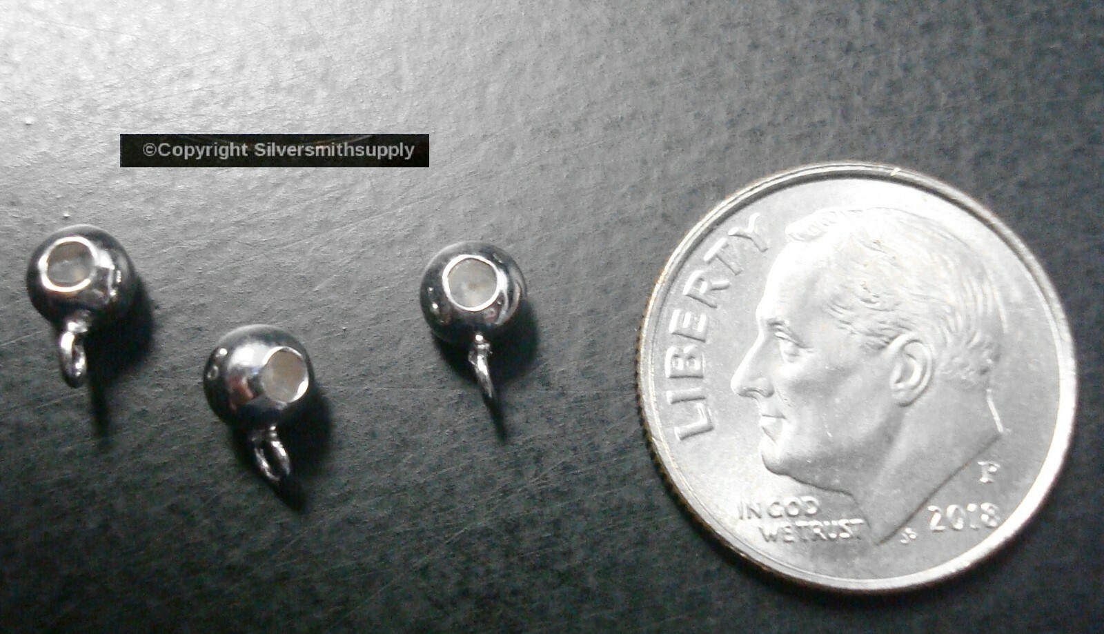 3 Sterling silver 4mm ball bails pendants or charms 1/4 in-6.5mm over all ssc016