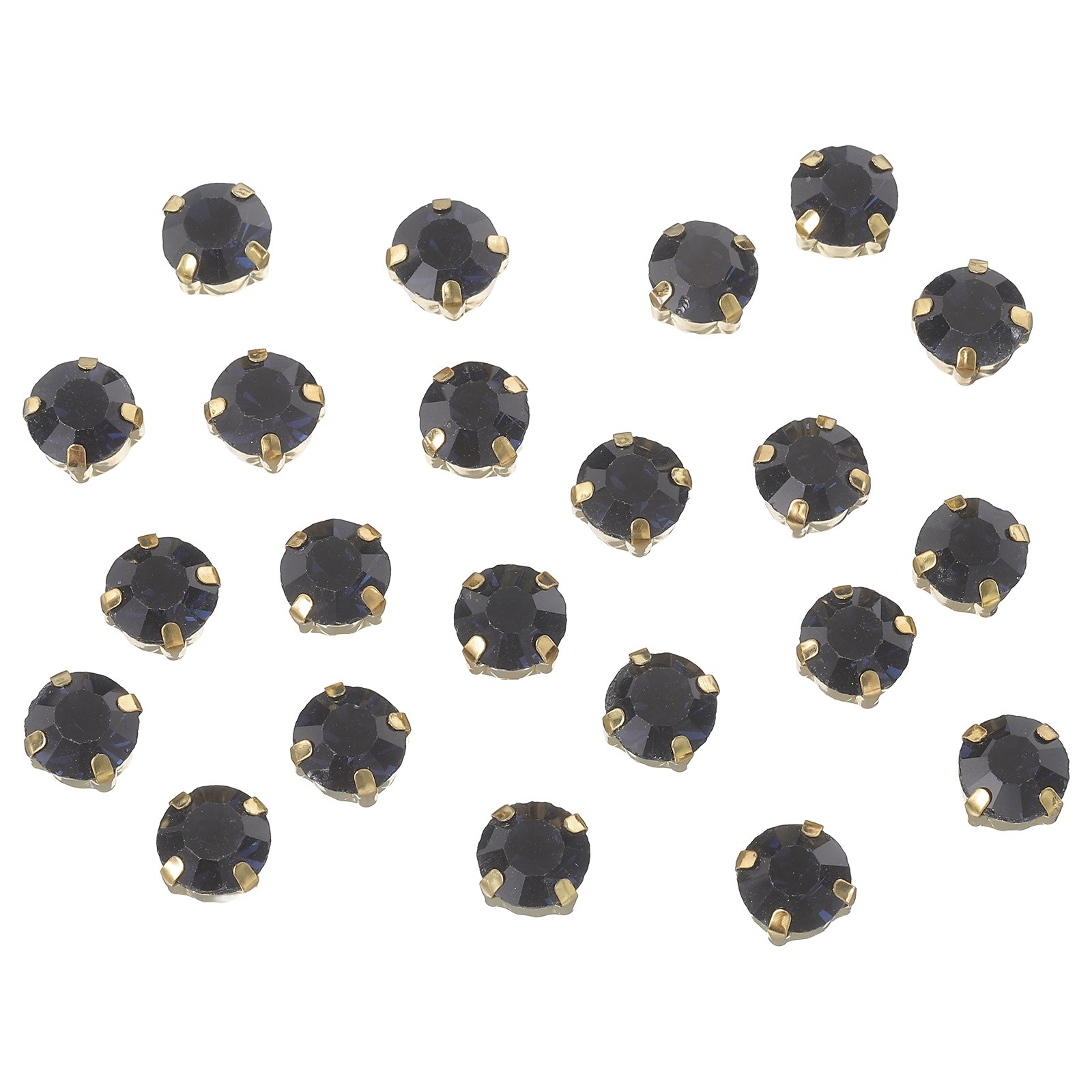 100 Pcs Sew on Rhinestones, 8 mm / 0.31 Inch Diameter, Ink Blue