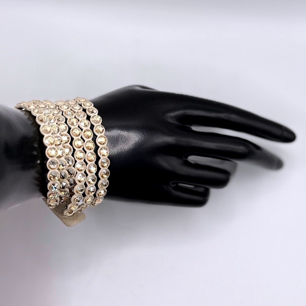 Swarovski Power Collection Crystal Wrap Bracelet Beige Alcantara Choker 5511698