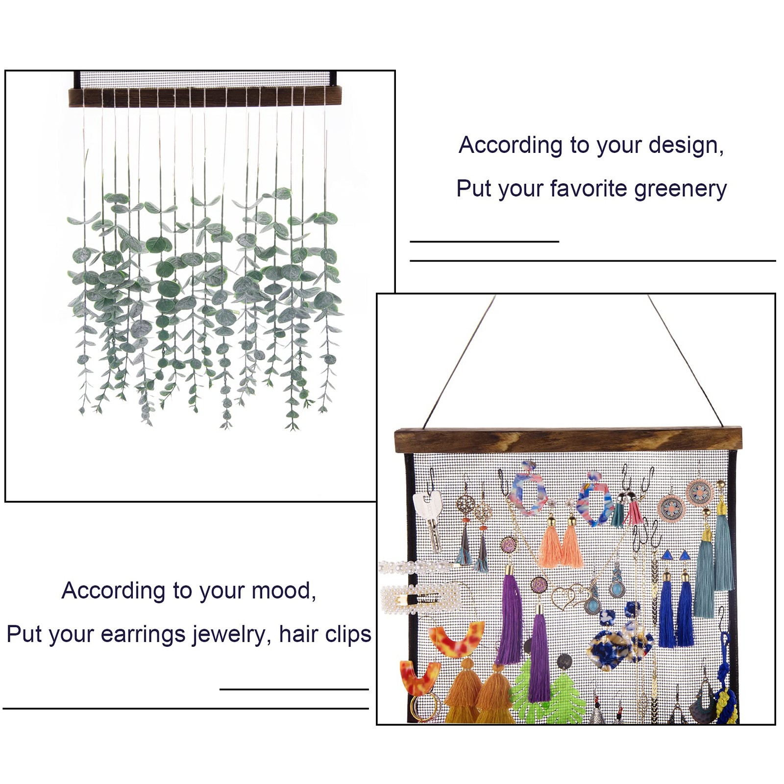 Earring Organizer Hanging Mesh Earrings Holder Wall Mounted Earring Hanging Jewe