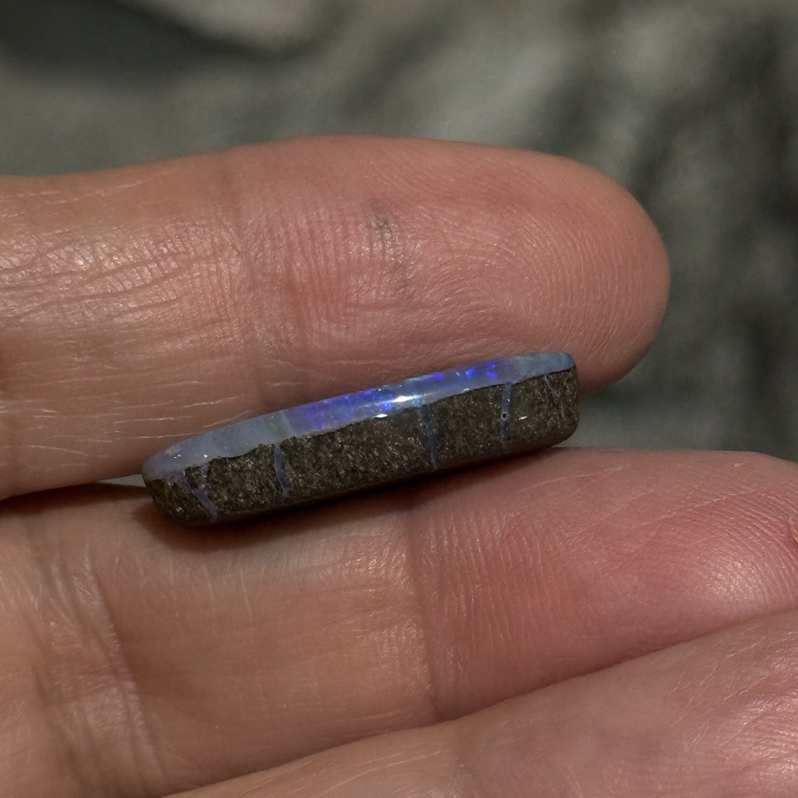13.25ct 24x12x5mm Unique Blue Australian Boulder Opal Oval Cabochon Ring Gem