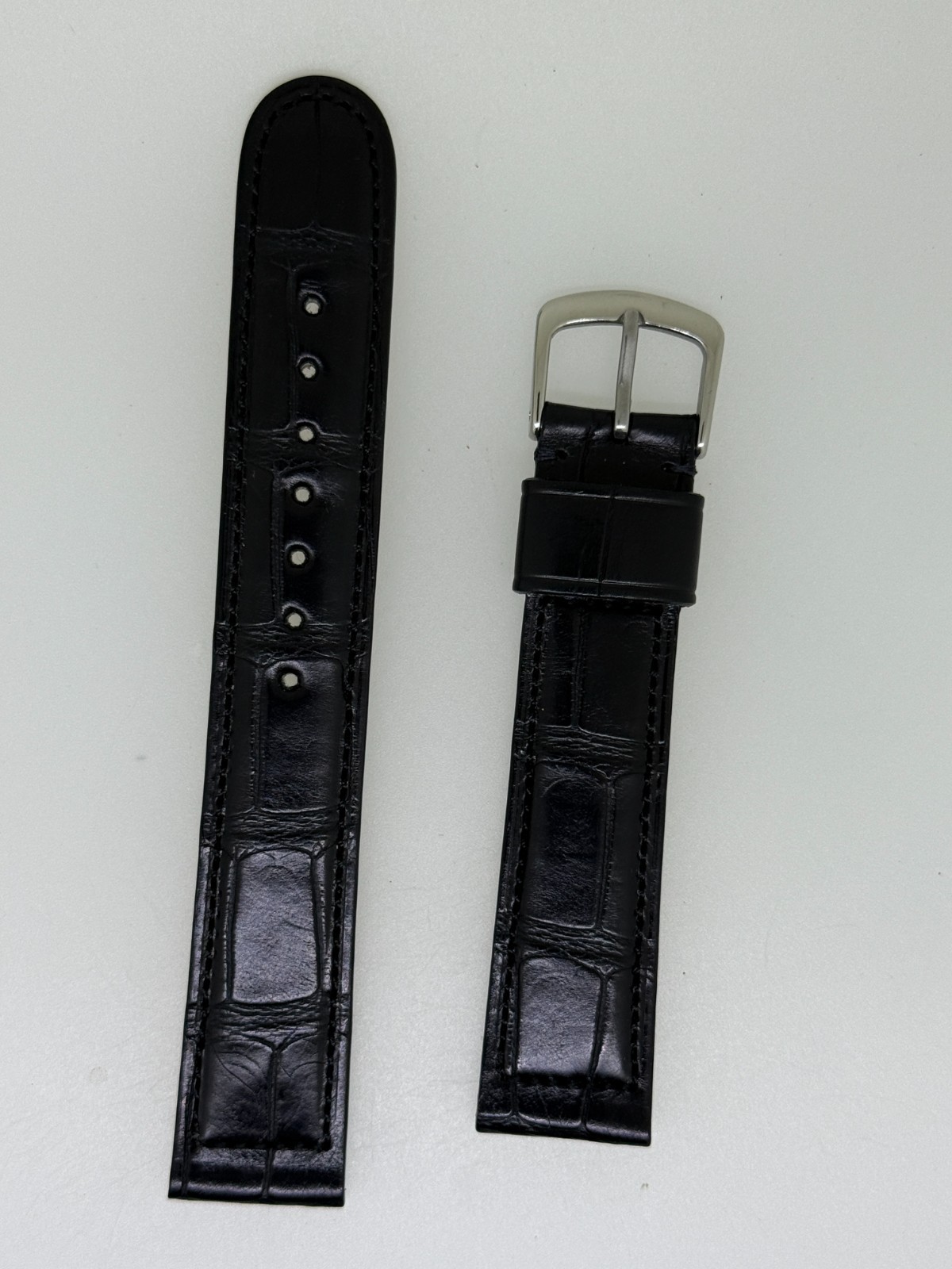 Hadley Roma black Alligator watch band strap 18MM x 16MM hand made