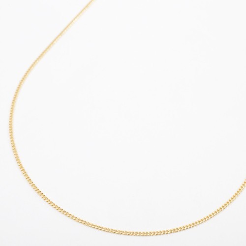 18K Solid Yellow Gold 0.8mm Slim 2-Sided Curb Link Chain Necklace 16.5″ MIJapan