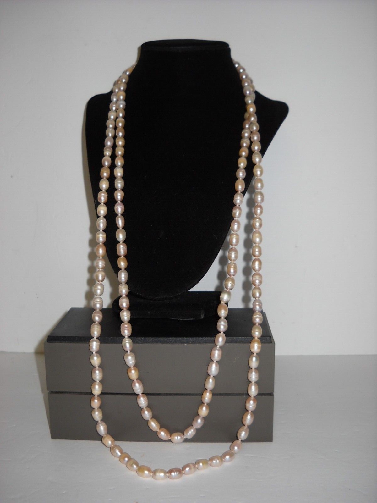 New 66″ Pale Pink Ringed Freshwater Pearls 8.4mm x 6.8mm Necklace Gift Idea #201