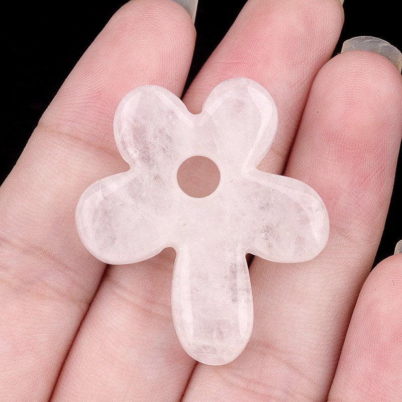 10pcs Mixed Natural Stone Hollow Flower Pendant DIY Jewelry Making 31x35mm