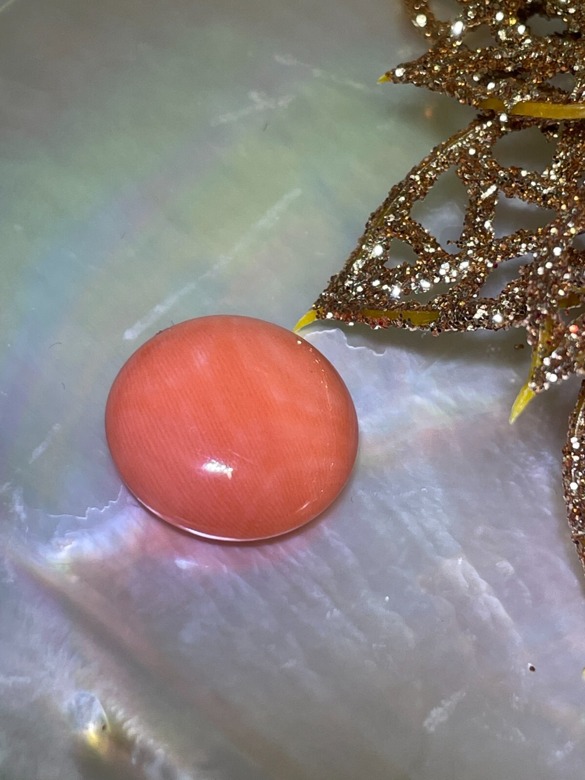 17.0mm Loose Vintage Natural Pacific Momo Coral Salmon Color 13.51ct