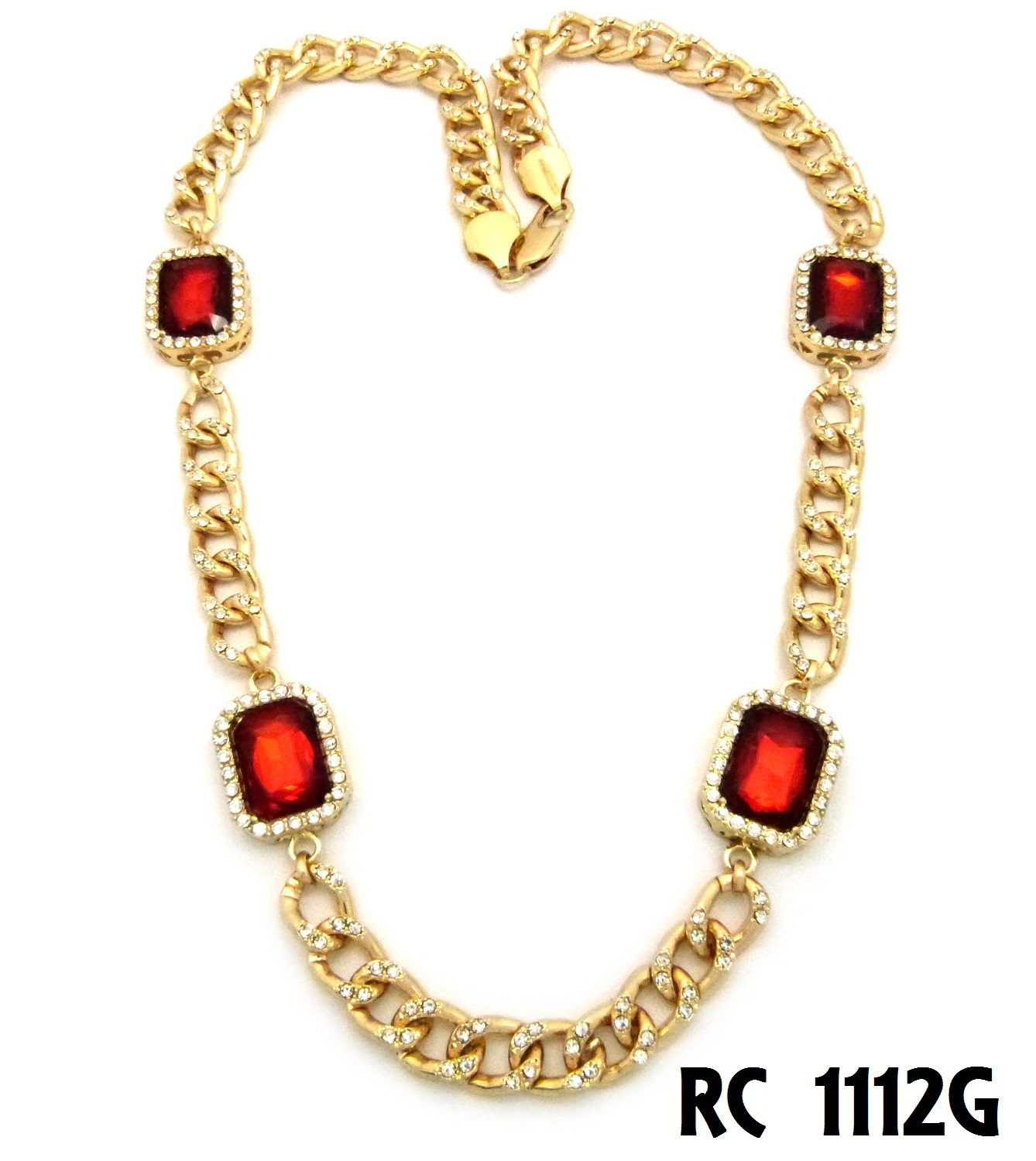 Hip Hop Red, Black Pieces 10mm 27″,30″ Link Chain Necklace