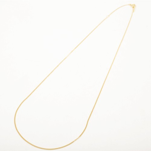 18K Solid Yellow Gold 0.8mm Slim 2-Sided Curb Link Chain Necklace 16.5″ MIJapan