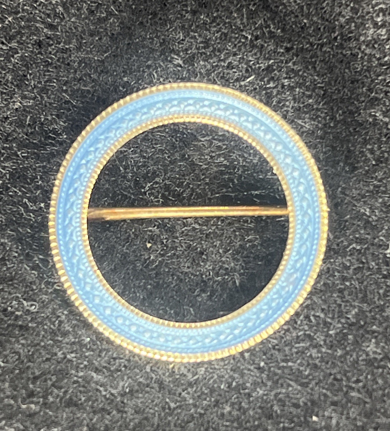 Antique 14k Gold & Blue Enamel Circle Pin Brooch Carter Gough