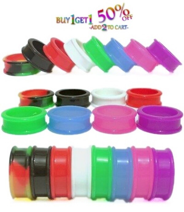 Pair 12g-50mm PINK SILICONE FLAT FLARE TUNNELS Double Gauges Thin Flesh 2007