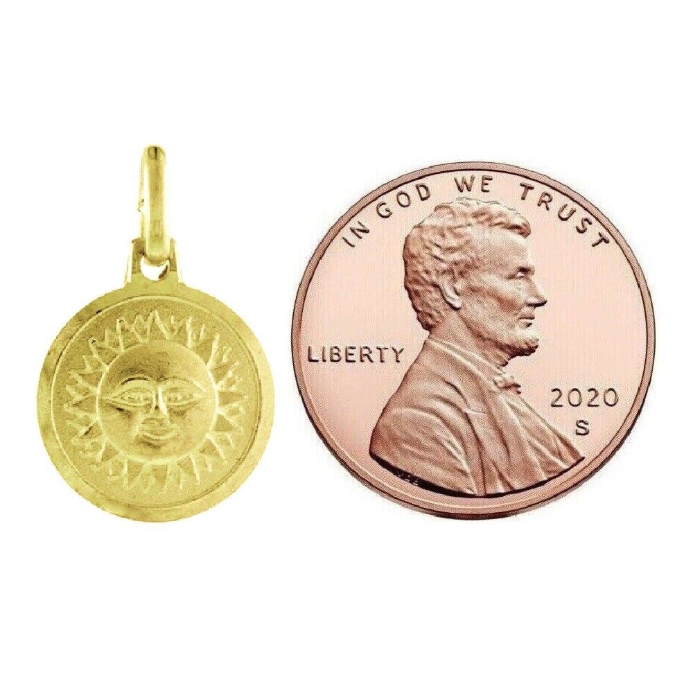 Sterling Silver Yellow Gold Plated Necklace, Double Sided Sun Moon Pendant Charm