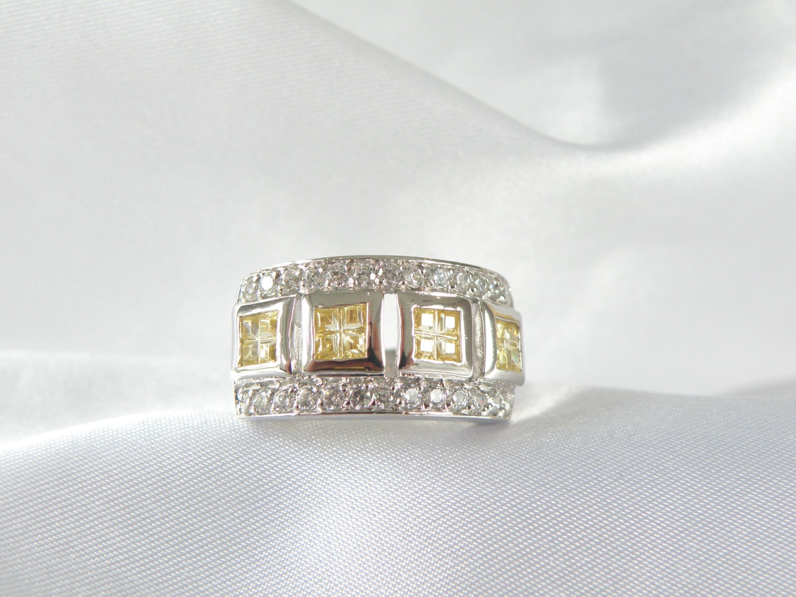 Victoria Wieck Sterling Silver 925 Channel Set Yellow CZ Ring Size 8