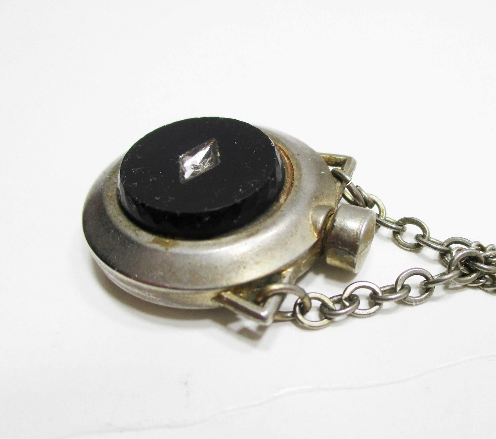 Vintage Miniature Perfume Bottle Flask Gold-Tone 22″ Chain Necklace Pendant