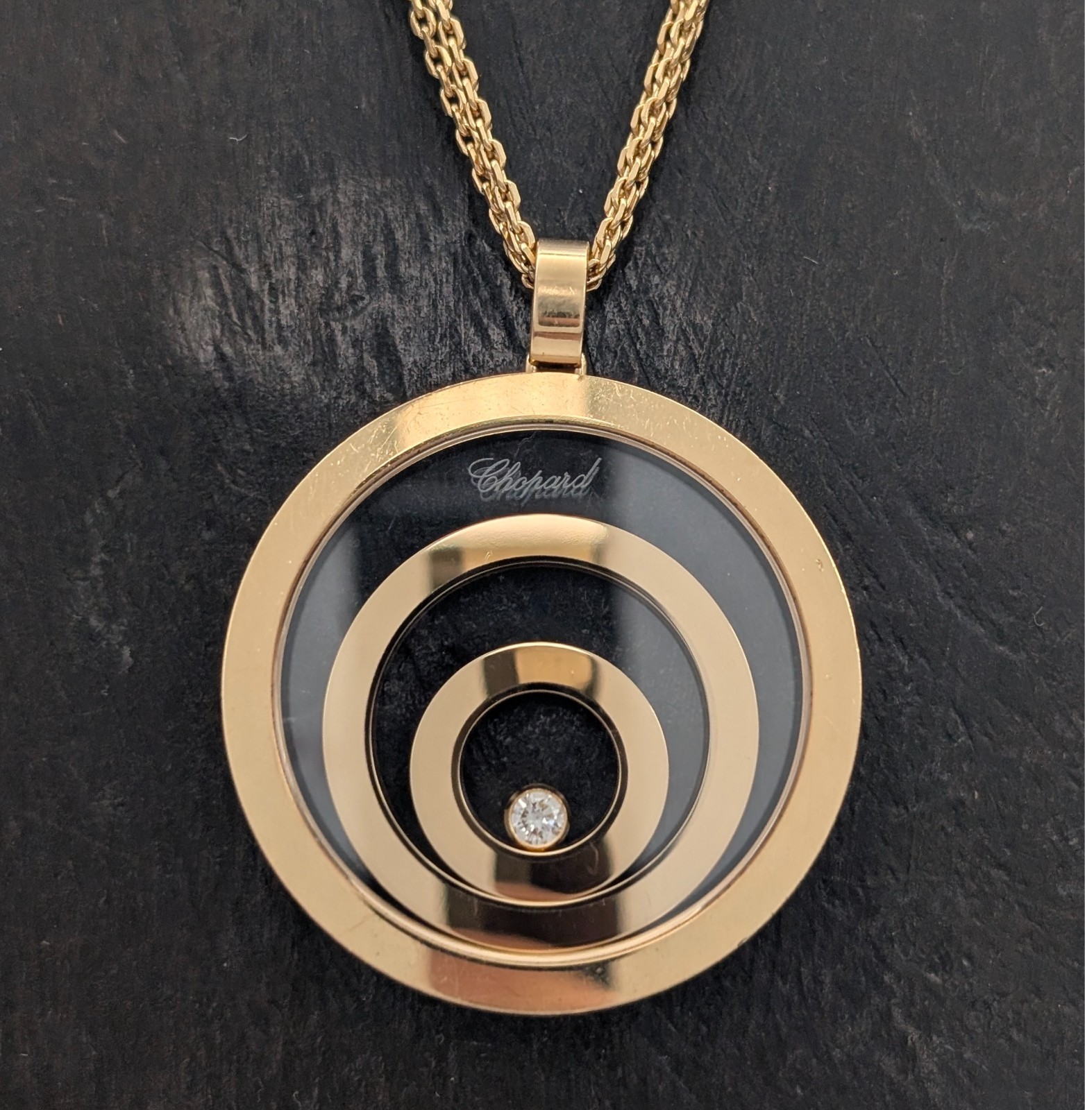 Chopard Happy Spirit Brilliant Pendant Necklace 60cm Yellow Gold 750/18K -33.30g #2019