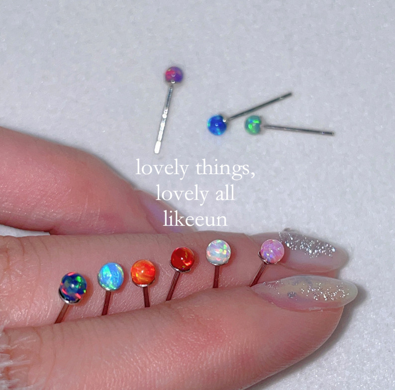 Sterling Silver 3mm/5mm Blue Pink White Opal Solitaire Stud Post Earrings PE4