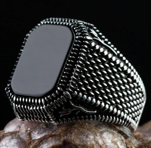 925 Sterling Silver Handmade Jewelry Black Men’s Ring All Size Fashion Ring 2025