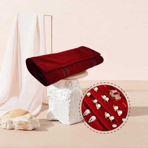 Velvet Travel Jewelry Roll Organizer Case for Necklace Bracelet Earrings Ring